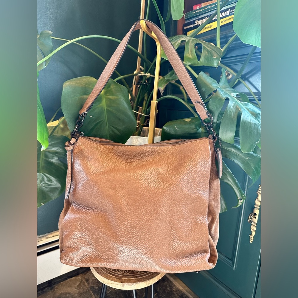 Coach Shay Shoulder Bag Pebbled Leather with Suede sides